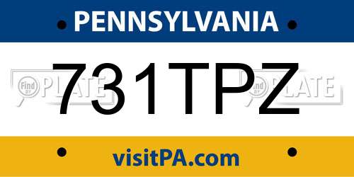 731TPZ Pennsylvania License Plate