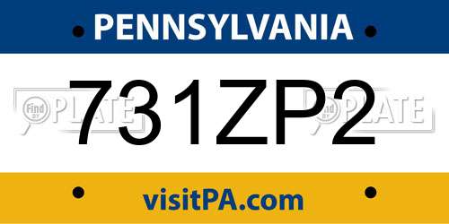 731ZP2 Pennsylvania License Plate