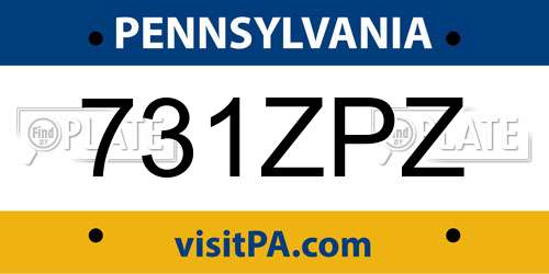 731ZPZ Pennsylvania License Plate