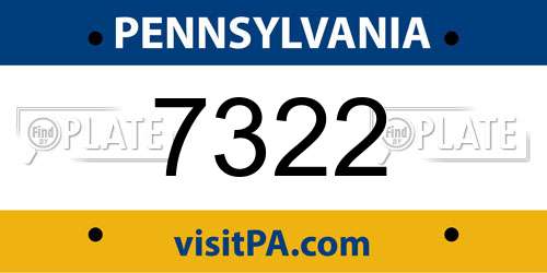 7322 Pennsylvania License Plate