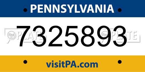 7325893 Pennsylvania License Plate