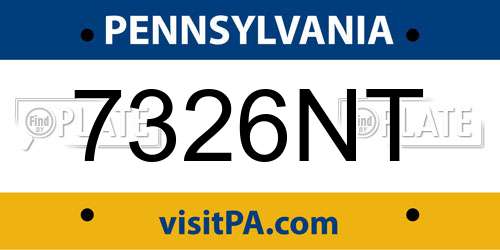 7326NT Pennsylvania License Plate