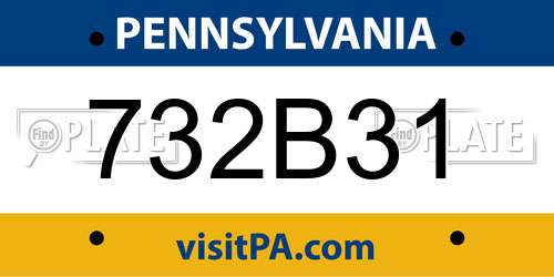732B31 Pennsylvania License Plate