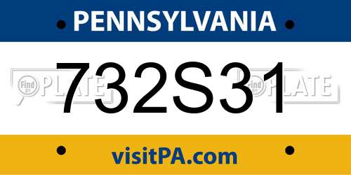 732S31 Pennsylvania License Plate