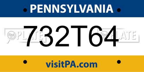 732T64 Pennsylvania License Plate
