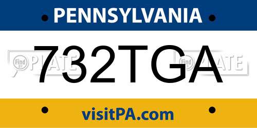 732TGA Pennsylvania License Plate