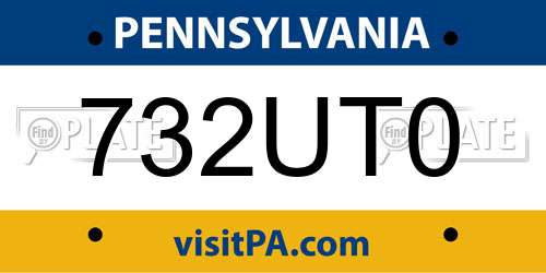 732UT0 Pennsylvania License Plate