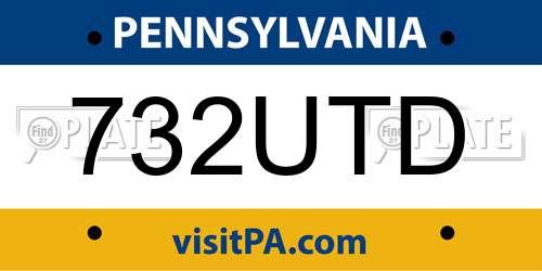 732UTD Pennsylvania License Plate