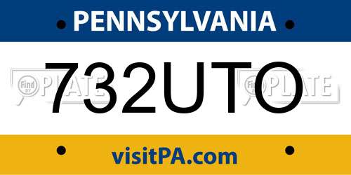 732UTO Pennsylvania License Plate