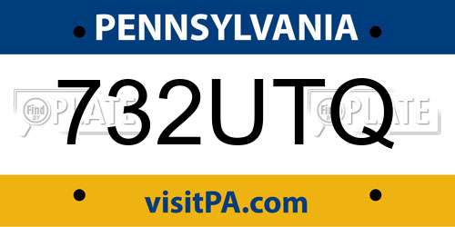732UTQ Pennsylvania License Plate