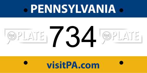 734 Pennsylvania License Plate