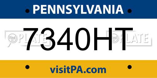 7340HT Pennsylvania License Plate