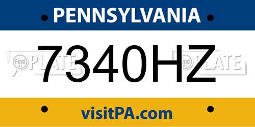 7340HZ Pennsylvania License Plate