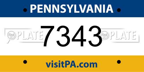 7343 Pennsylvania License Plate