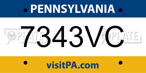 7343VC Pennsylvania License Plate