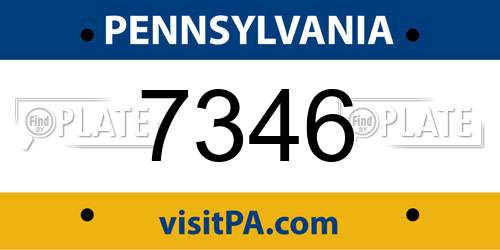 7346 Pennsylvania License Plate