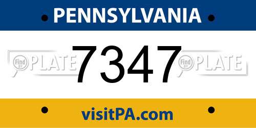 7347 Pennsylvania License Plate