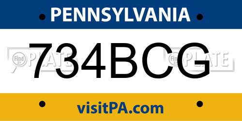 734BCG Pennsylvania License Plate
