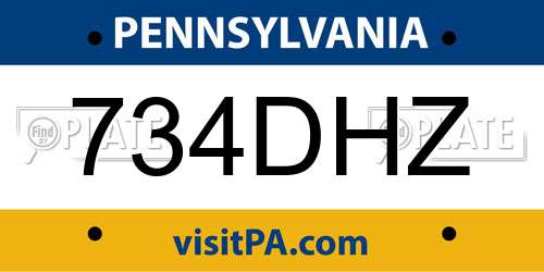 734DHZ Pennsylvania License Plate