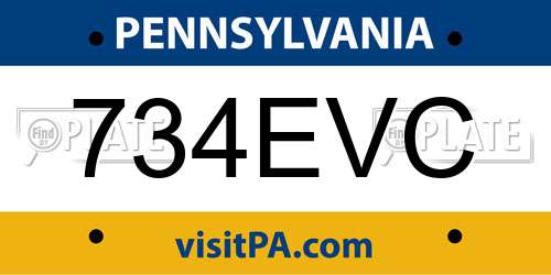 734EVC Pennsylvania License Plate