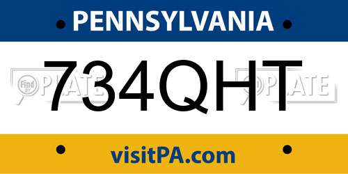 734QHT Pennsylvania License Plate