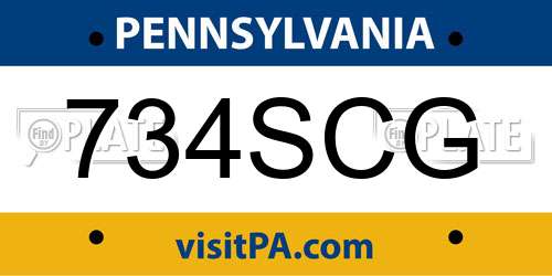 734SCG Pennsylvania License Plate