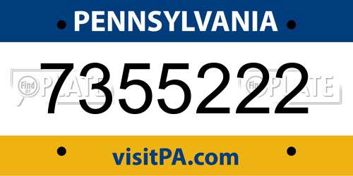 7355222 Pennsylvania License Plate