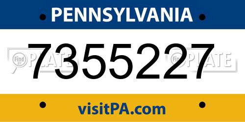 7355227 Pennsylvania License Plate