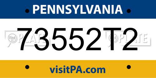 73552T2 Pennsylvania License Plate