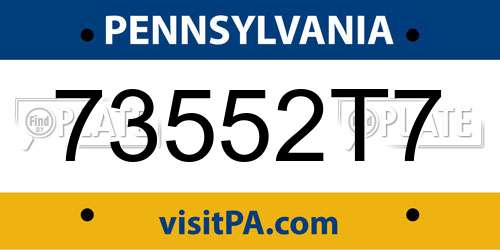 73552T7 Pennsylvania License Plate