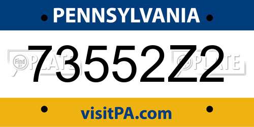 73552Z2 Pennsylvania License Plate