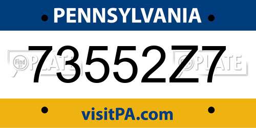 73552Z7 Pennsylvania License Plate