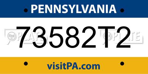 73582T2 Pennsylvania License Plate