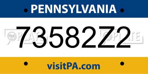 73582Z2 Pennsylvania License Plate