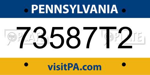 73587T2 Pennsylvania License Plate