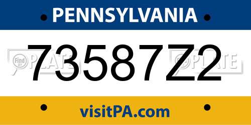 73587Z2 Pennsylvania License Plate