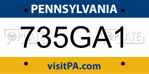 735GA1 Pennsylvania License Plate