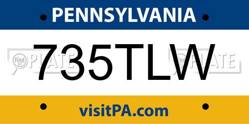 735TLW Pennsylvania License Plate