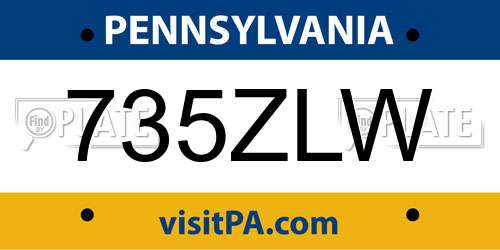 735ZLW Pennsylvania License Plate
