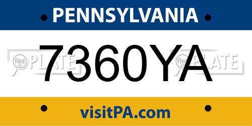 7360YA Pennsylvania License Plate
