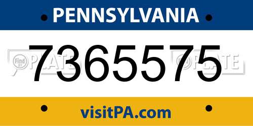 7365575 Pennsylvania License Plate