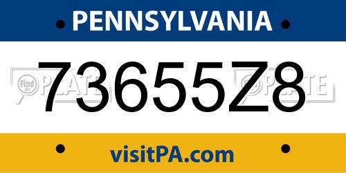 73655Z8 Pennsylvania License Plate