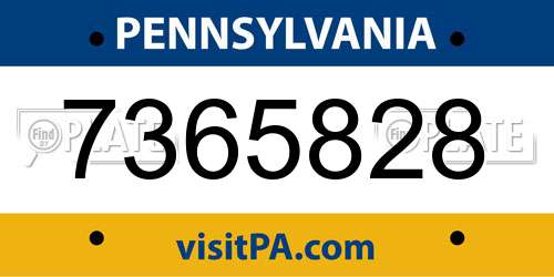 7365828 Pennsylvania License Plate