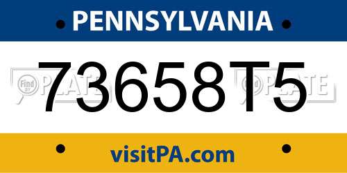 73658T5 Pennsylvania License Plate
