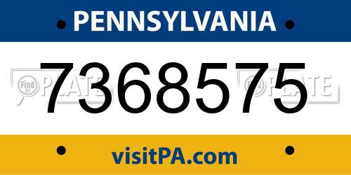 7368575 Pennsylvania License Plate