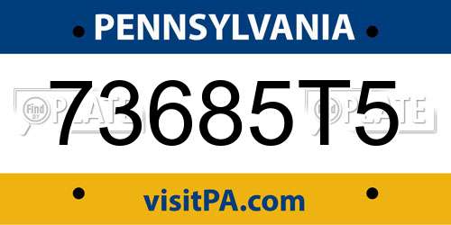 73685T5 Pennsylvania License Plate