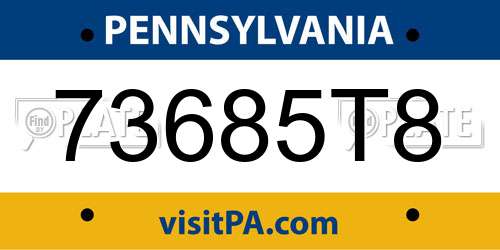 73685T8 Pennsylvania License Plate