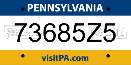 73685Z5 Pennsylvania License Plate