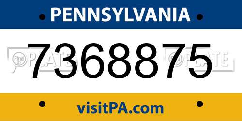 7368875 Pennsylvania License Plate