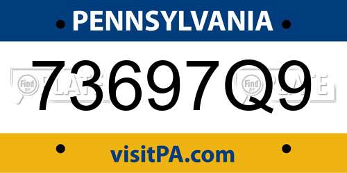 73697Q9 Pennsylvania License Plate